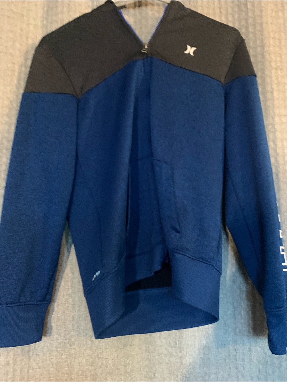 Hurley Men's Navy and Charcoal Full-Zip Hoodie Sweater